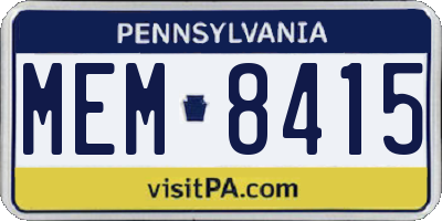 PA license plate MEM8415