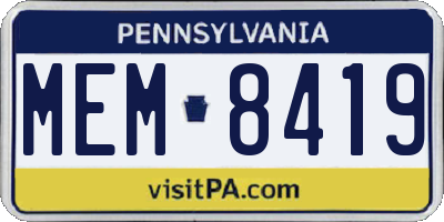 PA license plate MEM8419