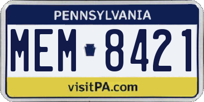 PA license plate MEM8421