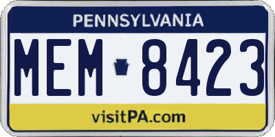 PA license plate MEM8423
