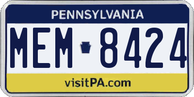 PA license plate MEM8424