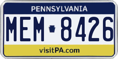PA license plate MEM8426
