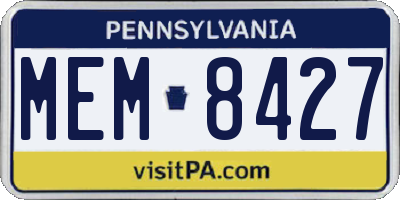 PA license plate MEM8427
