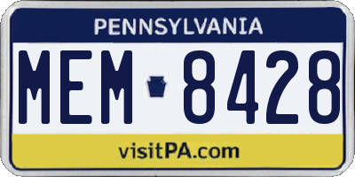 PA license plate MEM8428