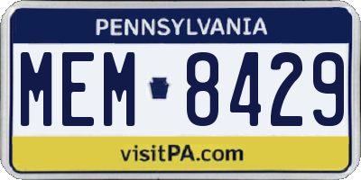 PA license plate MEM8429