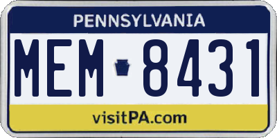 PA license plate MEM8431