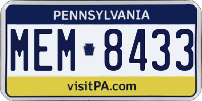 PA license plate MEM8433
