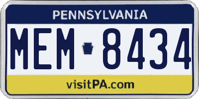 PA license plate MEM8434