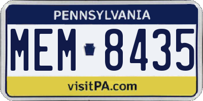 PA license plate MEM8435