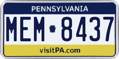 PA license plate MEM8437