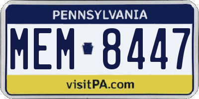 PA license plate MEM8447