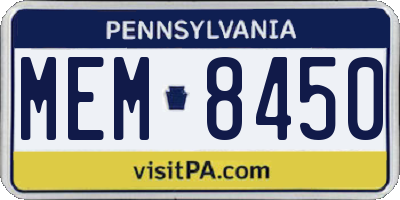 PA license plate MEM8450