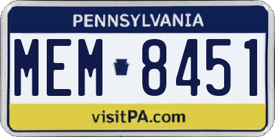 PA license plate MEM8451