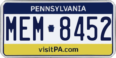 PA license plate MEM8452