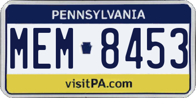 PA license plate MEM8453