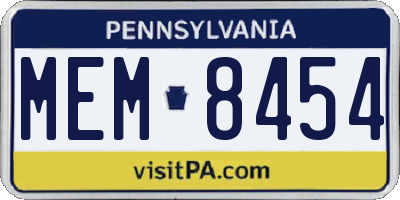 PA license plate MEM8454