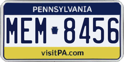 PA license plate MEM8456