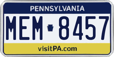 PA license plate MEM8457