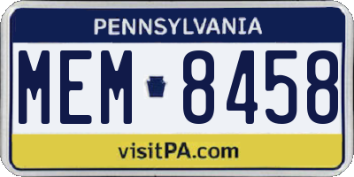 PA license plate MEM8458