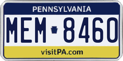 PA license plate MEM8460
