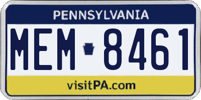 PA license plate MEM8461