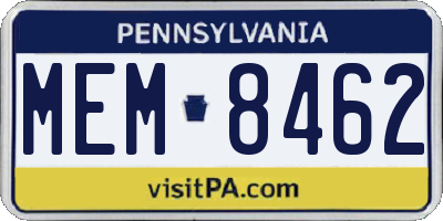 PA license plate MEM8462