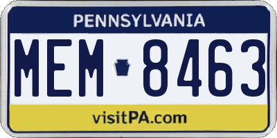 PA license plate MEM8463