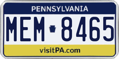 PA license plate MEM8465