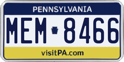 PA license plate MEM8466
