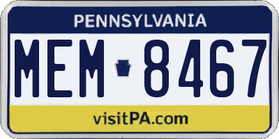 PA license plate MEM8467