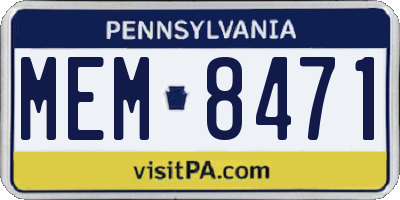 PA license plate MEM8471