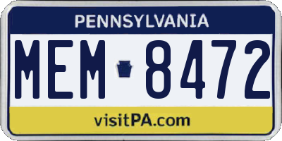 PA license plate MEM8472
