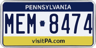 PA license plate MEM8474
