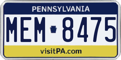 PA license plate MEM8475