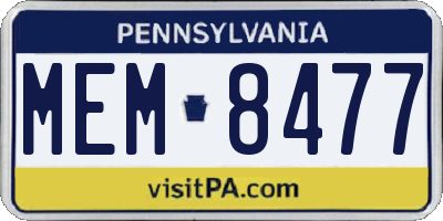 PA license plate MEM8477