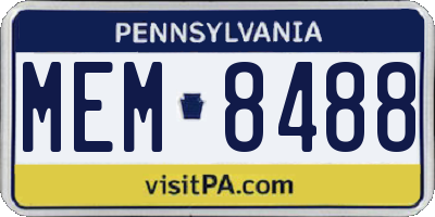 PA license plate MEM8488