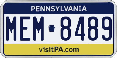 PA license plate MEM8489