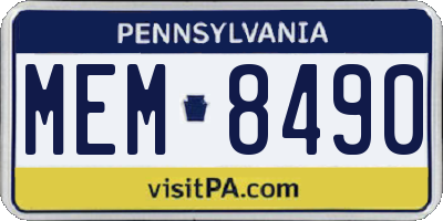 PA license plate MEM8490