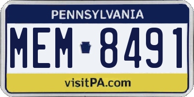 PA license plate MEM8491