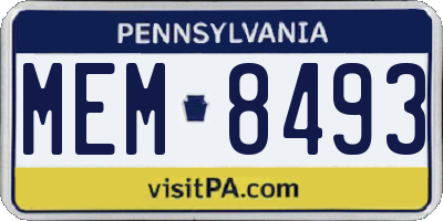 PA license plate MEM8493