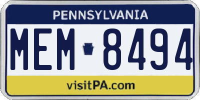 PA license plate MEM8494