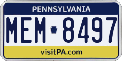 PA license plate MEM8497