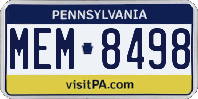 PA license plate MEM8498