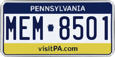 PA license plate MEM8501