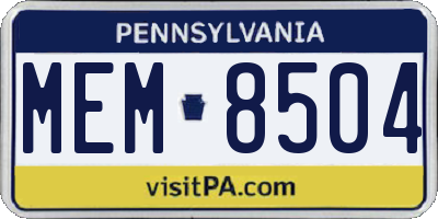 PA license plate MEM8504
