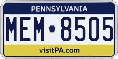 PA license plate MEM8505