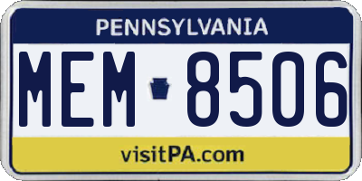 PA license plate MEM8506