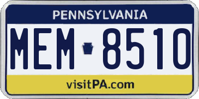 PA license plate MEM8510