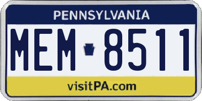 PA license plate MEM8511