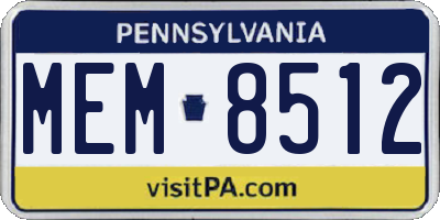 PA license plate MEM8512